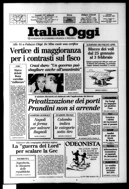 Italia oggi : quotidiano di economia finanza e politica